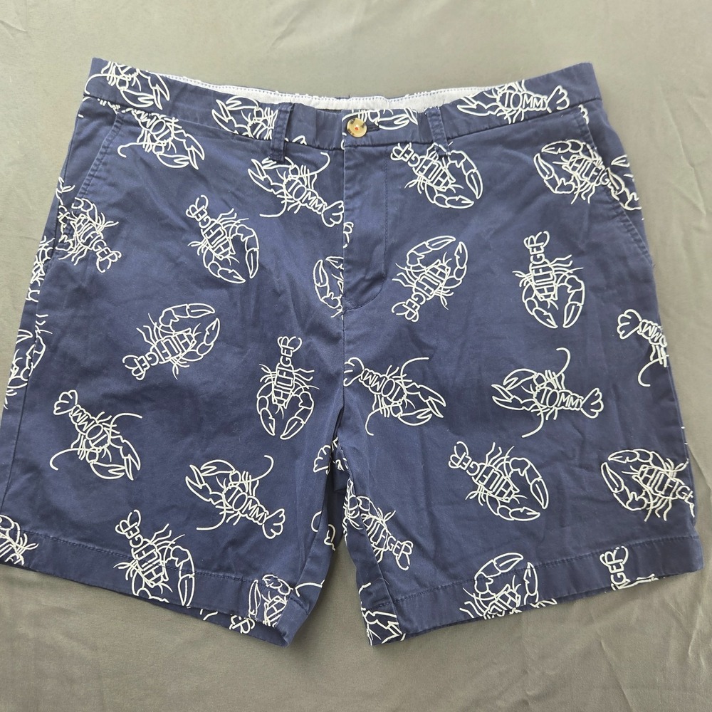 Tommy Hilfiger Men's 36 Navy Blue Lobster Print Preppy Shorts